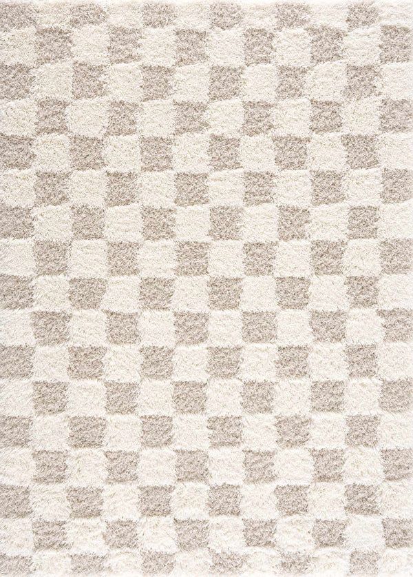 Atira Light Brown Checkered Area Rug | Boutique Rugs