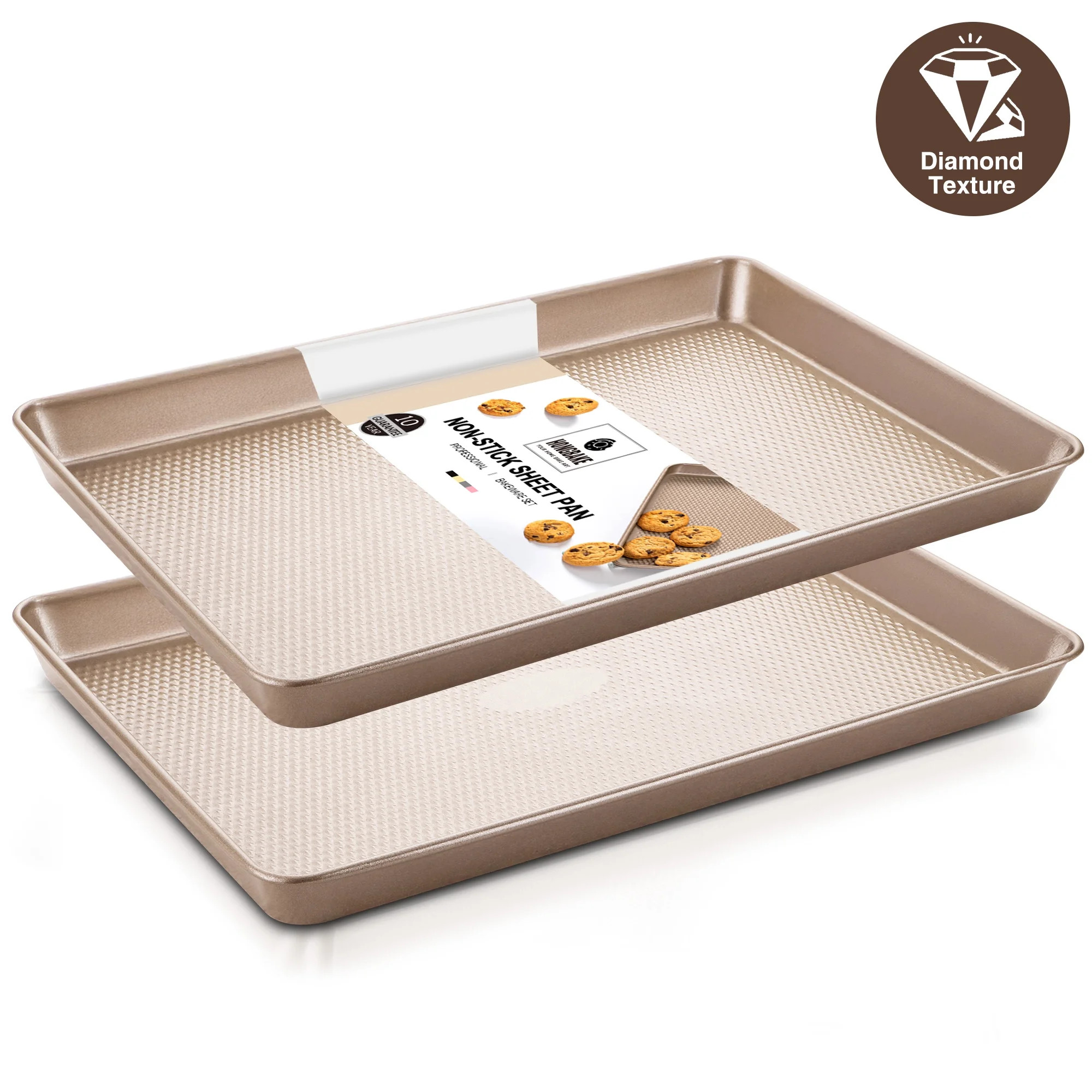 HONGBAKE Half Baking Sheet Pan with Diamond Texture, 2 Pack Non Stick Cookie Sheet for Baking , H... | Walmart (US)