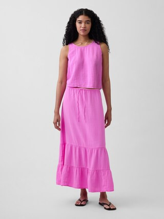 Cotton Gauze Tiered Easy Maxi Skirt | Gap (CA)