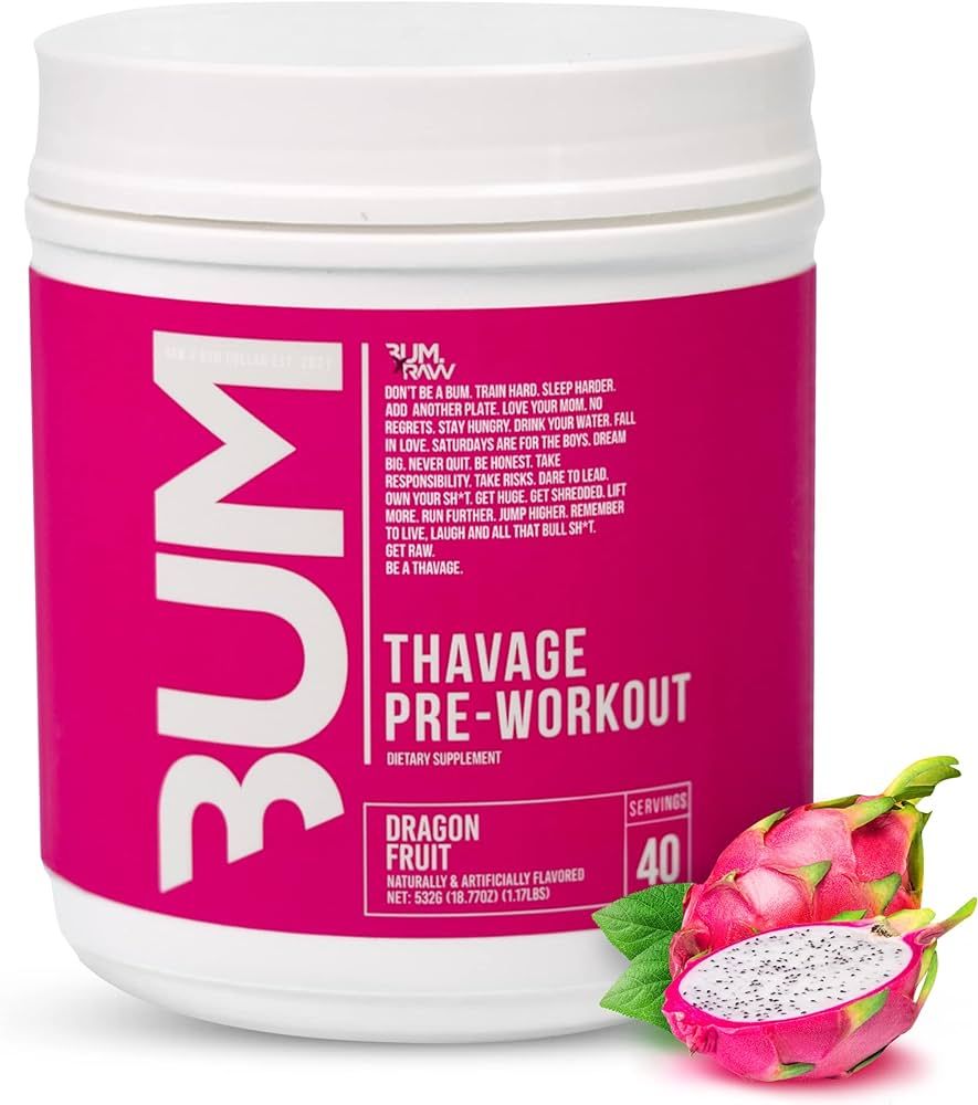 RAW Pre Workout Powder, Thavage (Dragon Fruit) - Chris Bumstead Sports Nutrition Supplement for M... | Amazon (US)