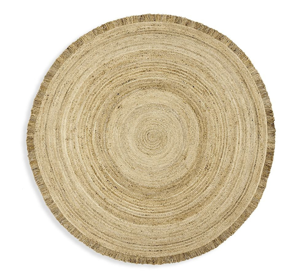 Fringed Braided Round Jute Rug | Pottery Barn (US)
