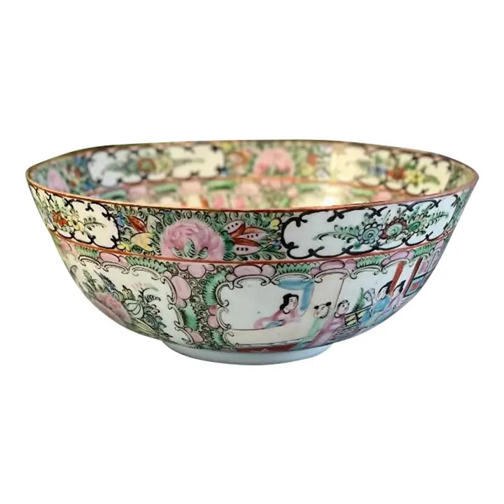 Vintage Rose Medallion Bowl | Chairish