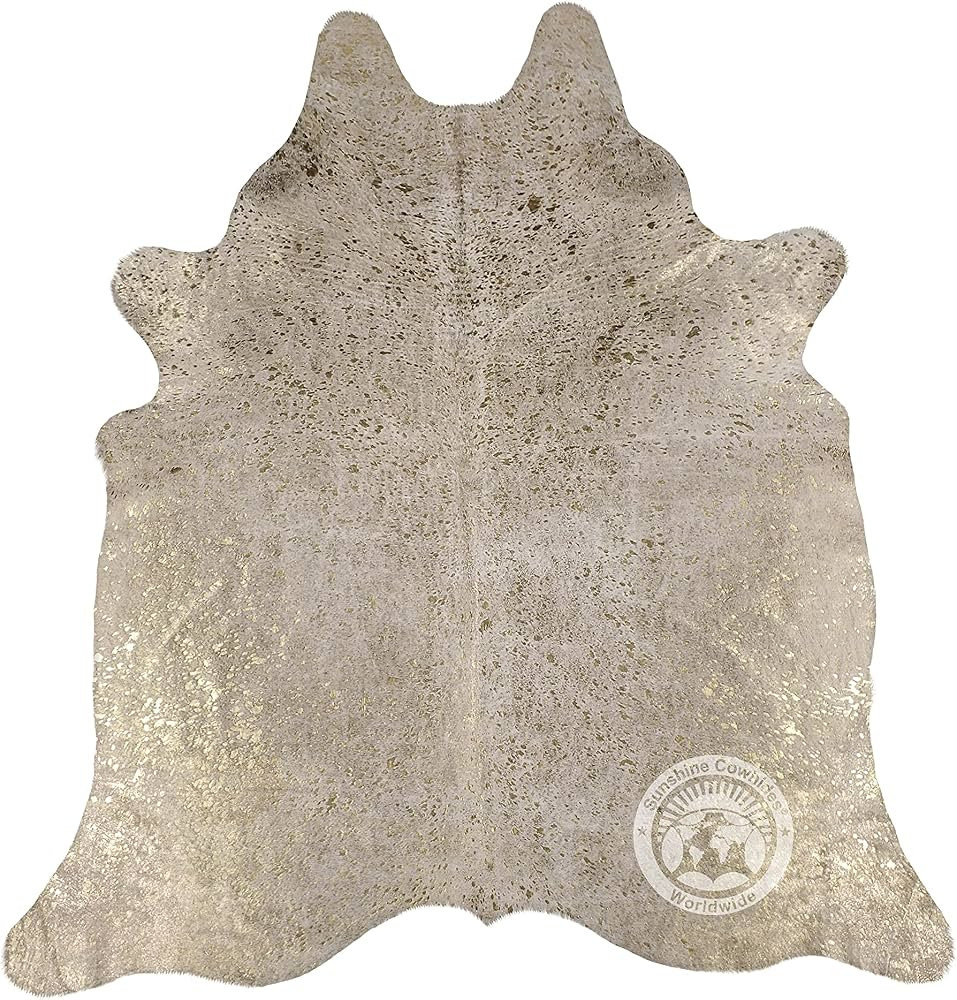 Sunshine Cowhides 100% Genuine Metallic Gold on Off White Cowhide Rug - Washable Animal Skin Carp... | Amazon (US)