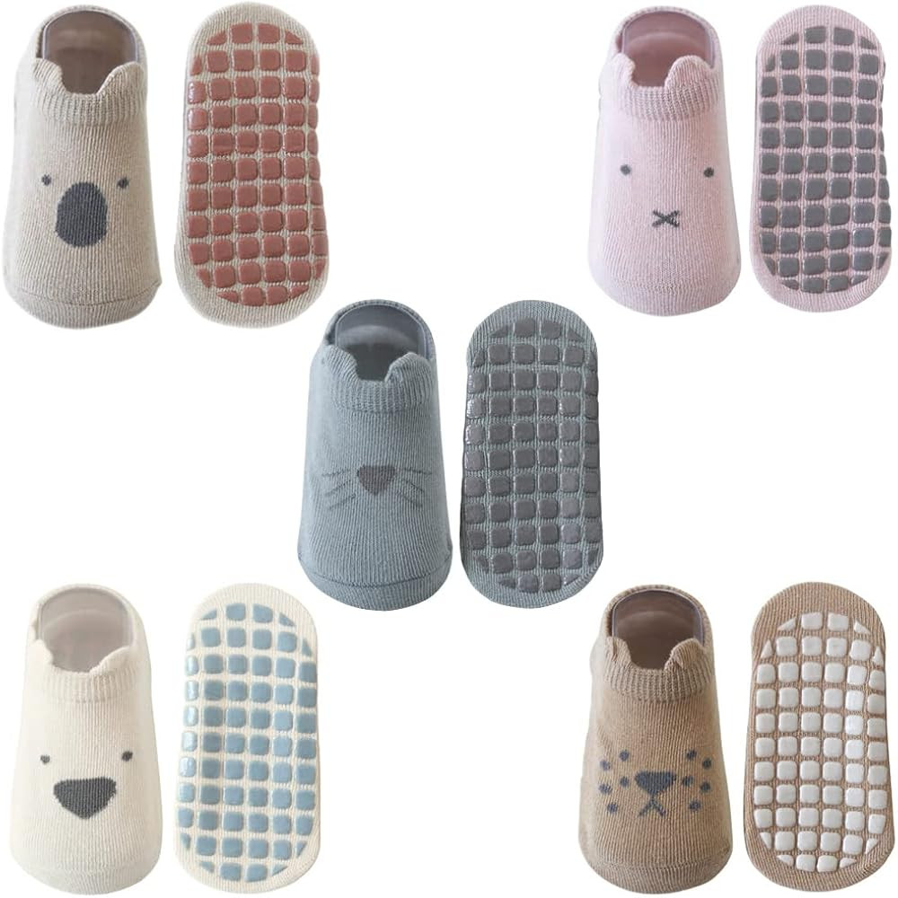 Exegawe Baby Socks with Grippers 5 Pairs Toddler Kids Cartoon Floor Ankle Non Slip Socks | Amazon (US)