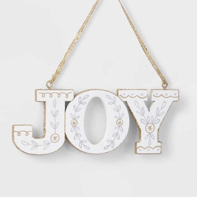 Wood &#39;Joy&#39; Christmas Tree Ornament White - Wondershop&#8482; | Target