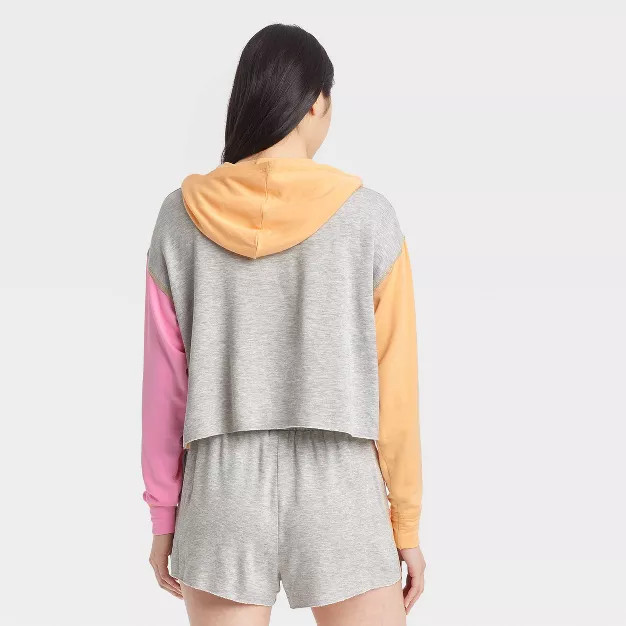 Women's Colorblock Fleece Lounge Sweatshirt - Colsie™ Gray | Target