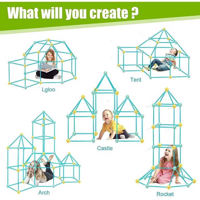 Fort Building Kit for Kids, 140pcs STEM Toys for Boys 4-12Y, Kids Tunnel DIY Fort Building Castle... | Walmart (US)