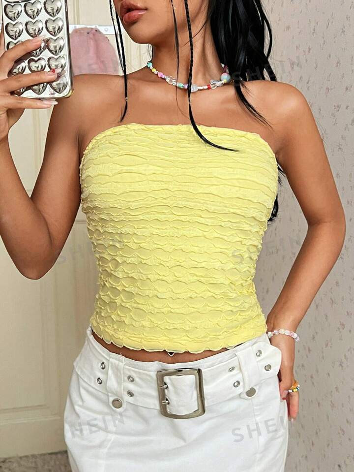 SHEIN EZwear Women's Solid Color Wrapped Chest Short Top | SHEIN