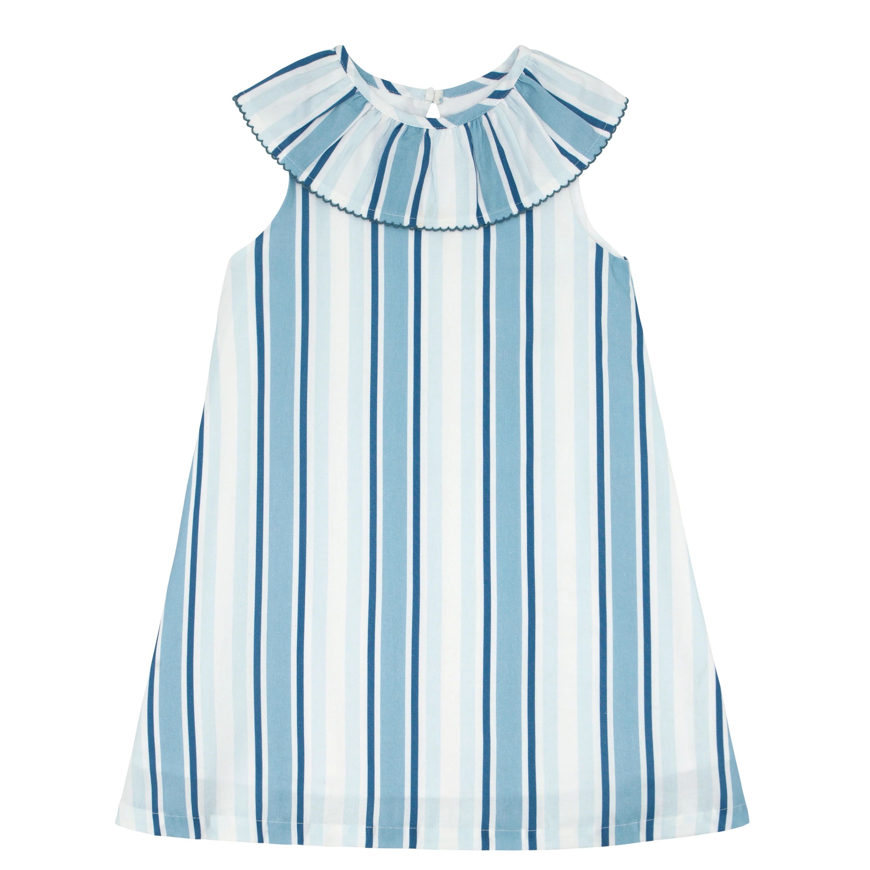 girls freshwater stripe ruffle collar dress | minnow