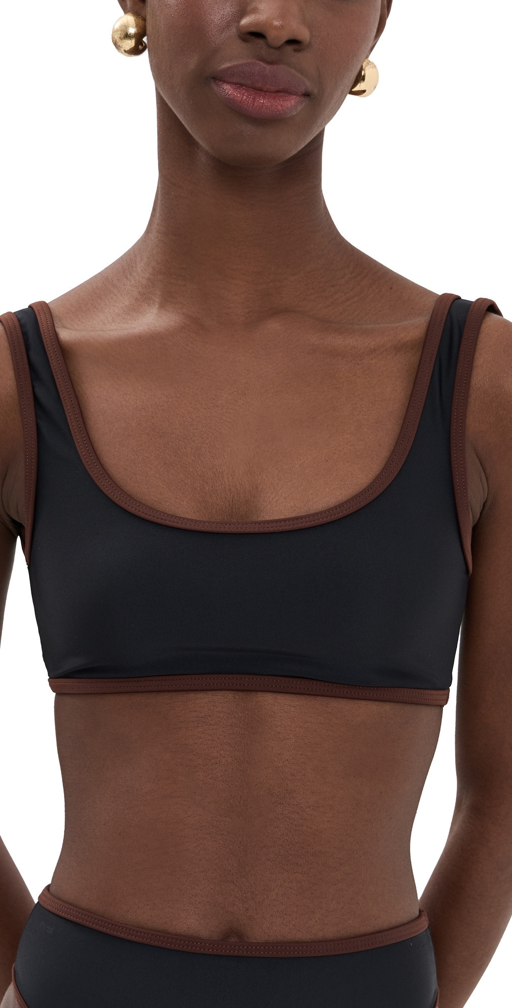 JADE Swim Rounded Edges Top Black w/ Mocha XS | Shopbop
