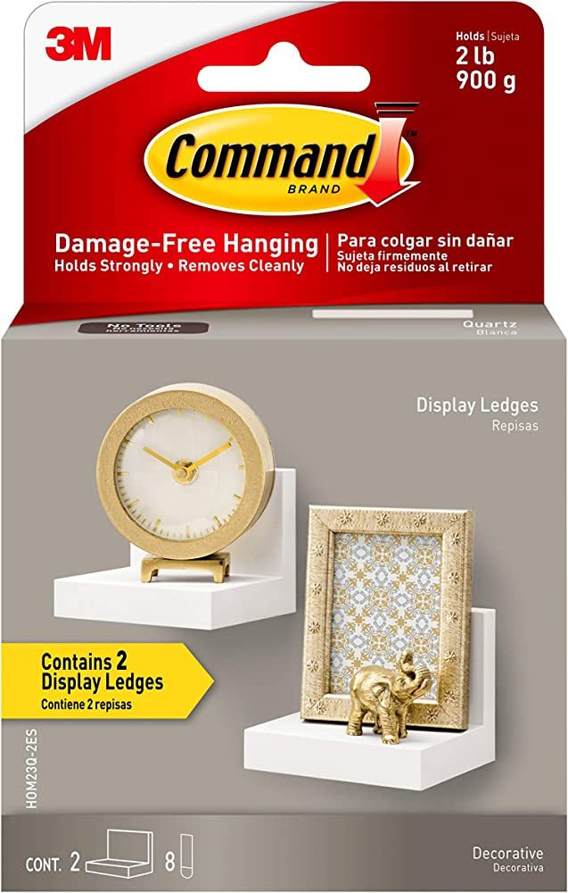 Command Display Ledges, Quartz, 2-Ledges, 8-Medium Foam Strips (HOM23Q-2ES), Great for dorm decor | Amazon (US)
