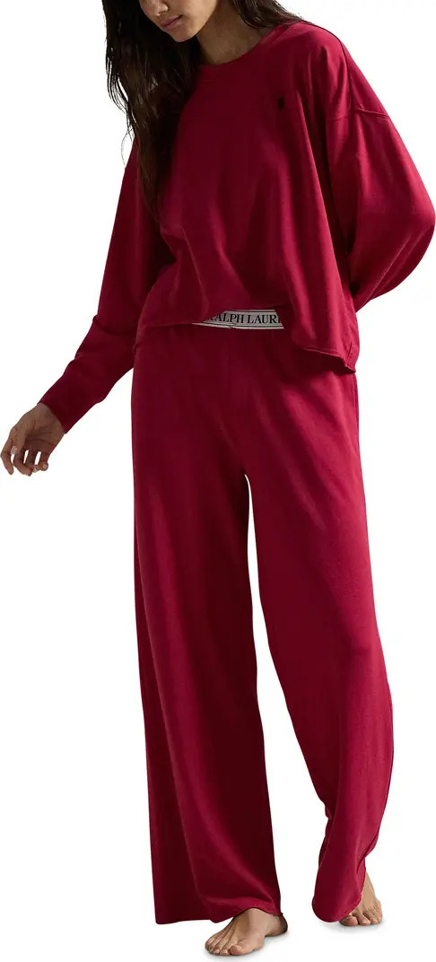 Polo Ralph Lauren Sweatshirt & Wide Leg Pajamas | Nordstrom | Nordstrom