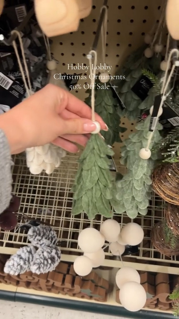 See all SKU numbers below! Enter them into www.hobbylobby.com to purchase online or head to your nearest location 🤎
IN ORDER: 
Tree Ornament: SKU 206166664
Bird Ornament: SKU 106166714
Snowman Ornament: SKU 206253520
Round Flocked Ornaments: SKU 6336077
Pinecone Flocked Ornament: SKU 6335707
Bird Flocked Ornament: SKU 6335780
Bow Flocked Ornament: SKU 6335806
Red-White Stripped Ornament: SKU 5349956