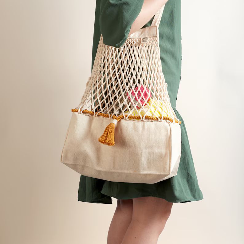 Organic Cotton Mesh Bag, Women Eco Friendly Gift, Shopping Tote Bag, Quality Canvas Pack, Reusabl... | Etsy (US)