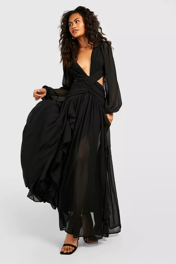 Cut Out Ruffle Maxi Dress | boohoo (US & Canada)