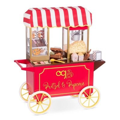 Our Generation Retro Pretzel & Popcorn Play Food Stand for 18" Dolls - Poppin' Plenty Snack Cart | Target