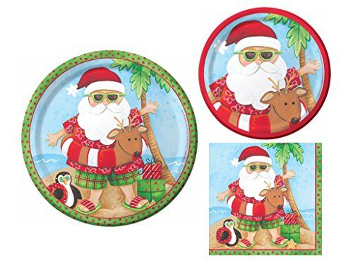 Santas Holiday Christmas Party Supply Bundle (3 Items): Paper Dinner Plates, Dessert Plates & Napkin | Amazon (US)