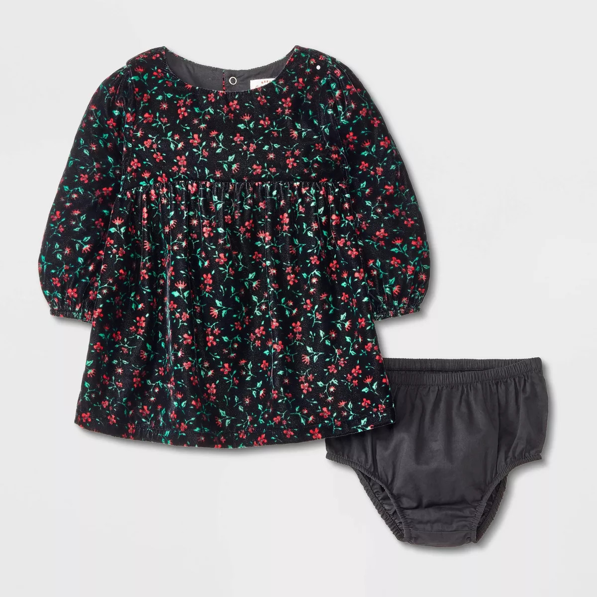Baby Girls' Velour Floral Dress - Cat & Jack™ Black | Target