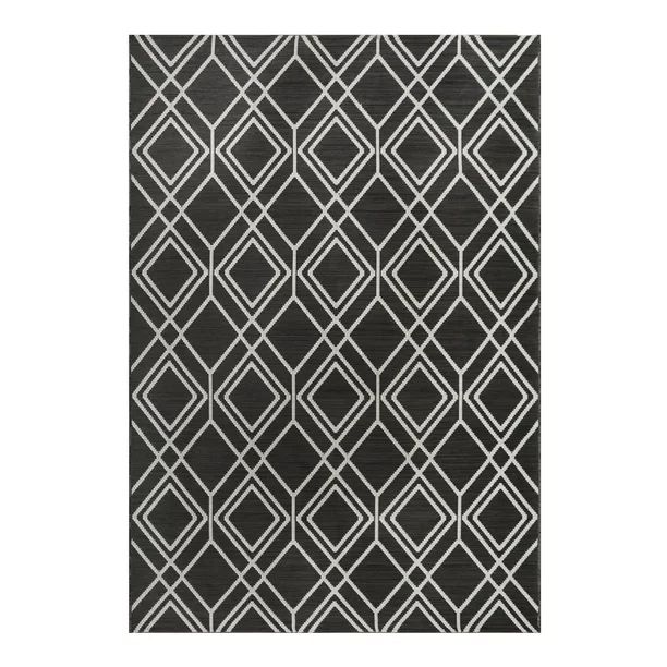 Better Homes & Gardens Grey Diamond Geo Woven Outdoor Rug, 7' x 10' | Walmart (US)