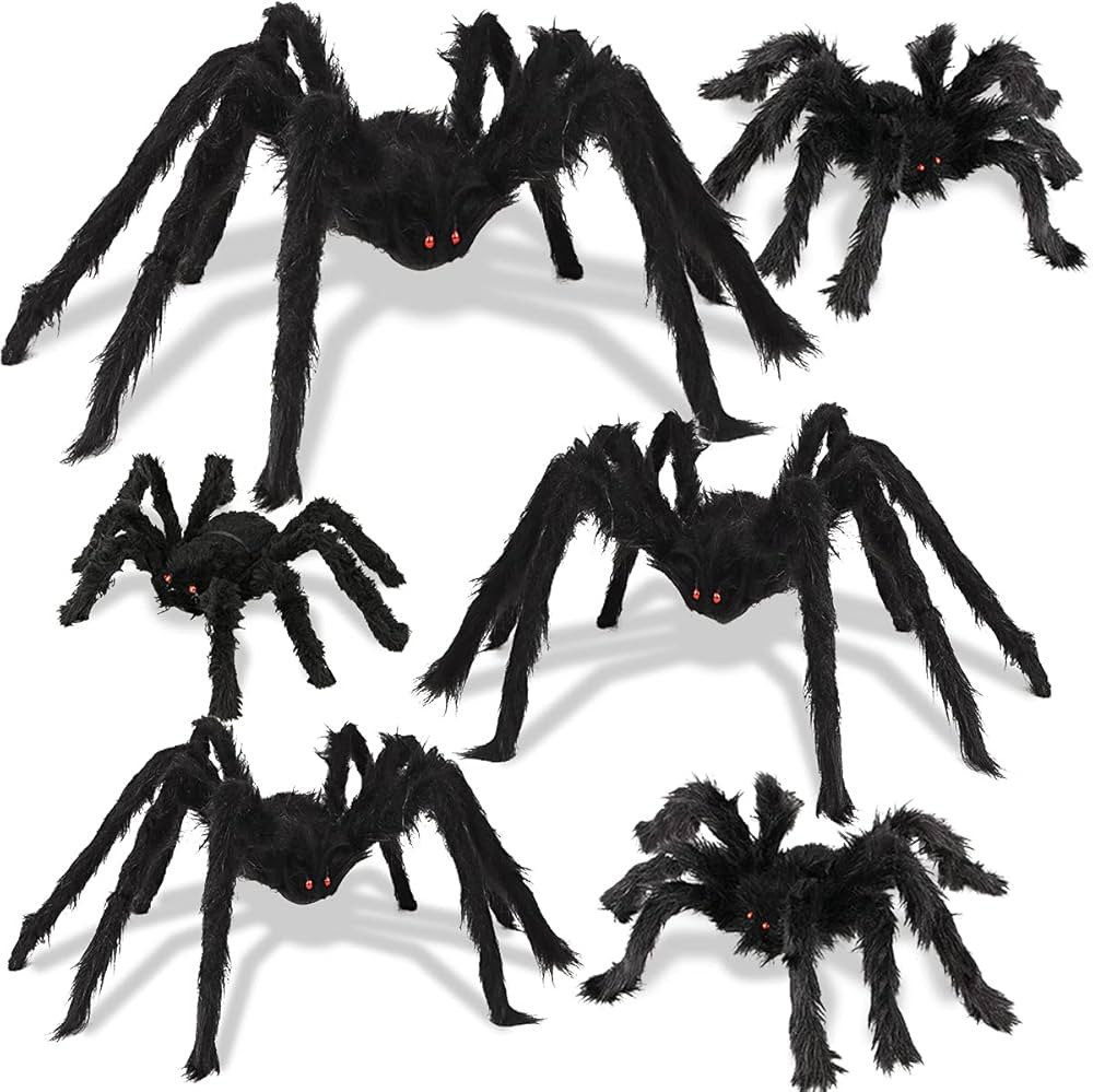 Halloween Spider Decorations, 6 Pack Giant Spider Outdoor Decorations for Halloween, Scary Hairy ... | Amazon (US)