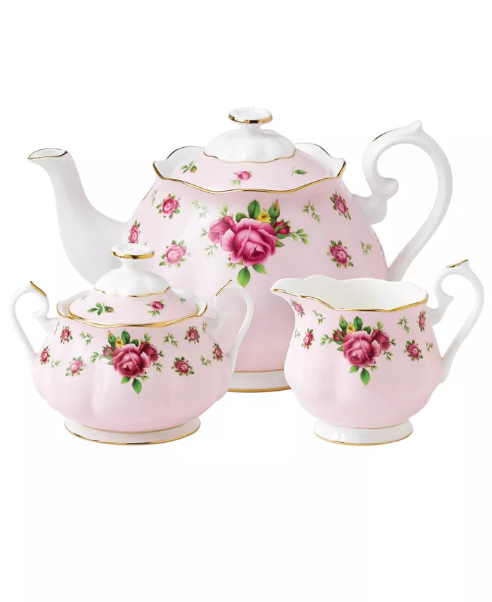 Royal Albert Old Country Roses Pink Vintage 3 Piece Tea Set - Macy's | Macy's