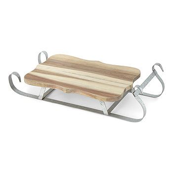 North Pole Trading Good Tidings Wood Sled Serving Tray | JCPenney