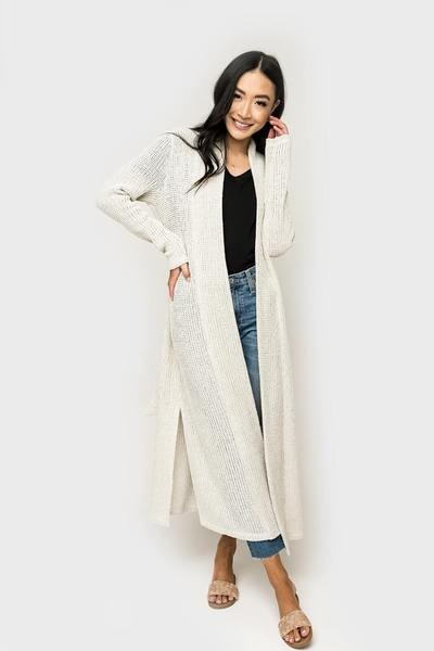 Boucle Long Belted Cardigan | Gibson