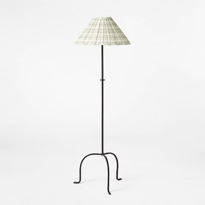 Metal Floor Lamp with Pleated Plaid Shade Black - Threshold™ designed with Studio McGee | Target