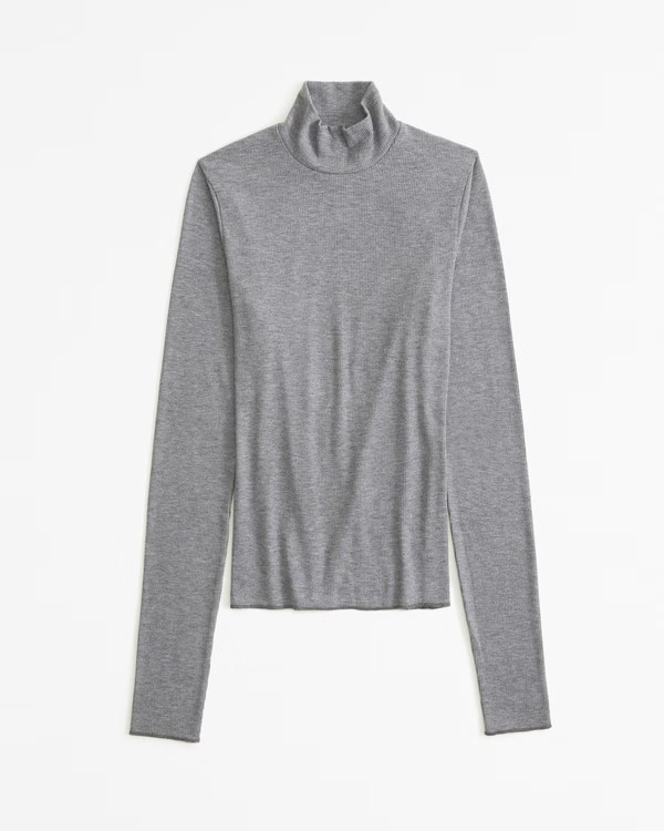 Long-Sleeve Featherweight Rib Tuckable Mockneck Top | Abercrombie & Fitch (US)