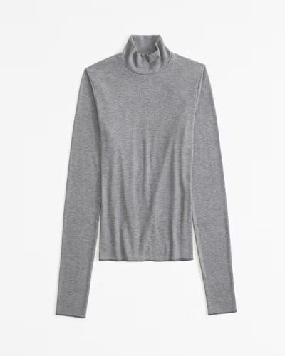 Long-Sleeve Featherweight Rib Tuckable Mockneck Top | Abercrombie & Fitch (US)
