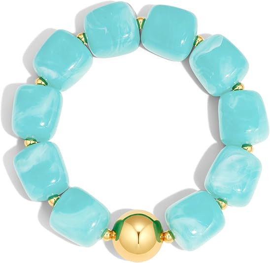 Chunky Beaded Bracelet for Women Trendy Statement Big Colorful Resin Bead Bubble Bracelets Summer... | Amazon (US)