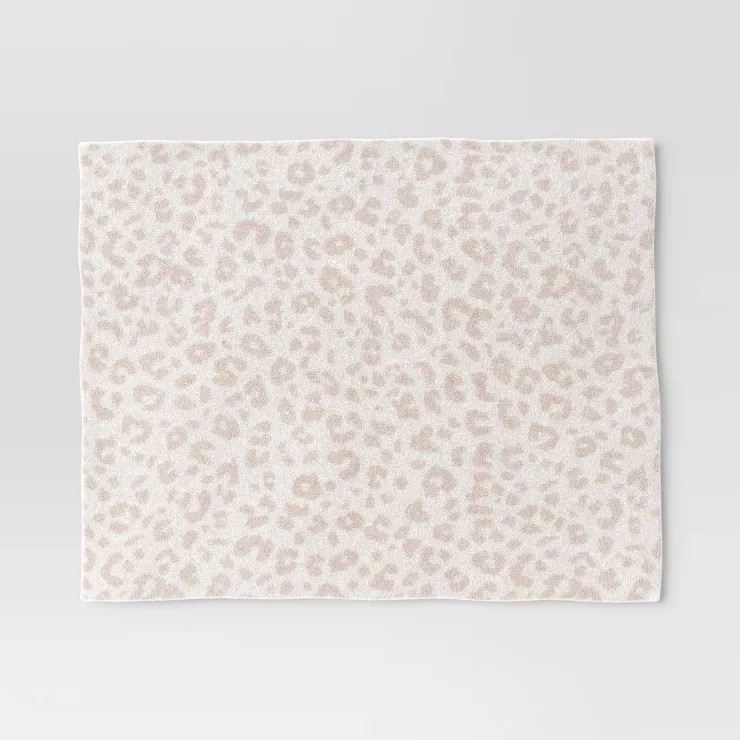 Cozy Feathery Knit Cheetah Throw Blanket Beige - Threshold™ | Target