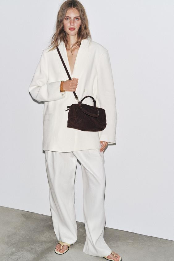 SPLIT SUEDE BOWLING BAG | Zara UK