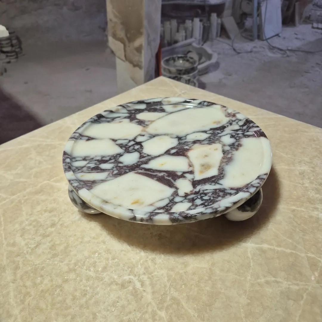 Luxurious Marble Calacatta Viola Serving Tray, Three-Pedestal Organizer Tray | Etsy (US)