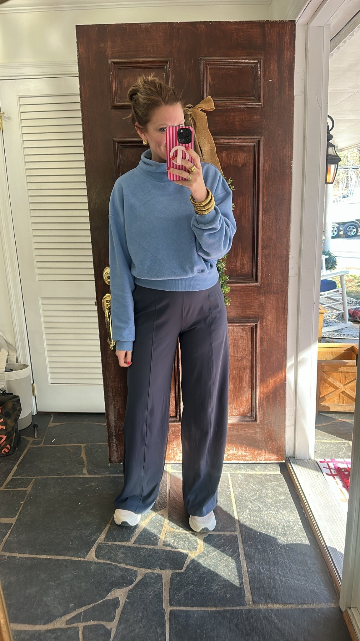 The best alternative to leggings - these wide leg old navy pants! In a M tall. 