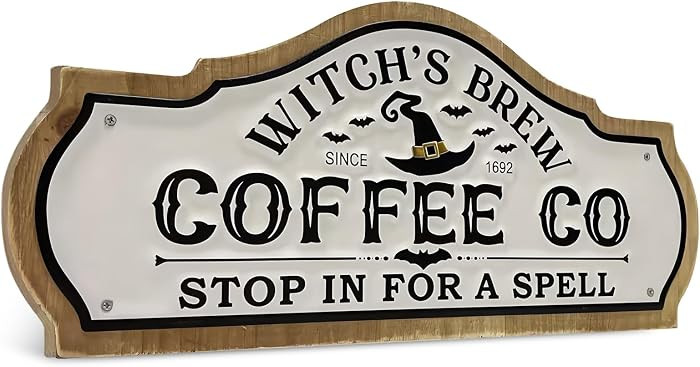 Halloween Coffee Sign, Witches Brew Coffee Bar Kitchen Wall Decor | Amazon (US)