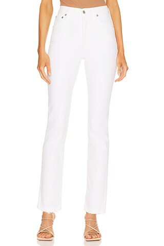 AGOLDE Riley Long High Rise Straight Jeans in Sour Cream from Revolve.com | Revolve Clothing (Global)