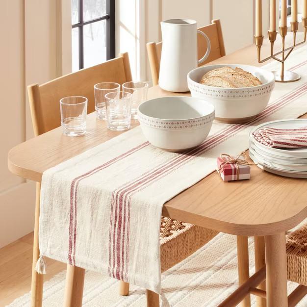 Embossed Fleck Trim Stoneware Serving Bowl Red/Cream - Hearth & Hand™ with Magnolia | Target