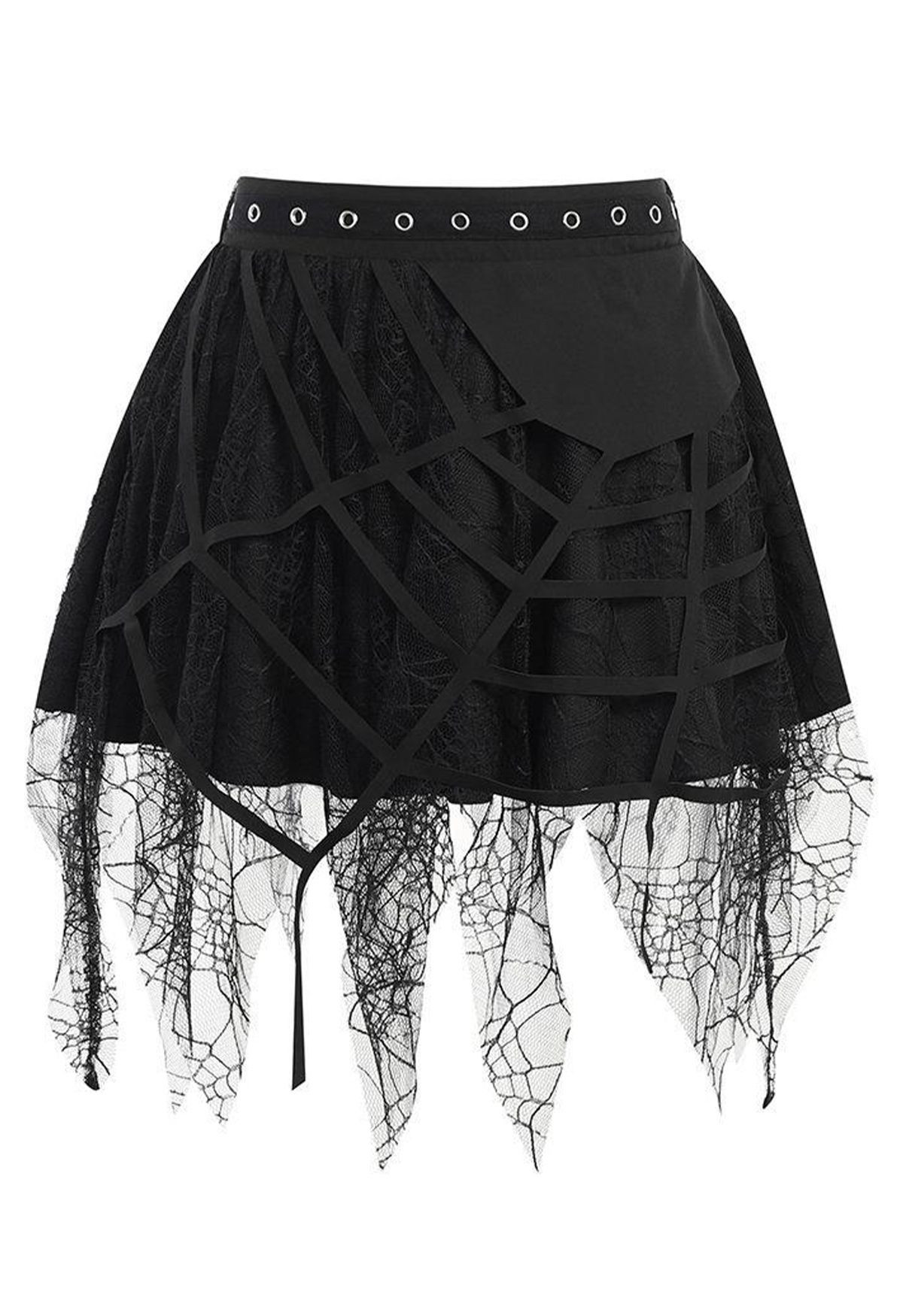 Spiderweb Lace Tassel Hem Mini Skirt | Chicwish