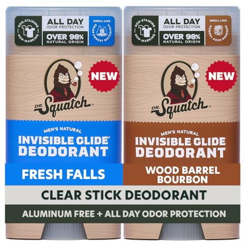 Dr. Squatch Invisible Glide Natural Deodorant Men, Aluminum Free (2-Pack) | Amazon (US)