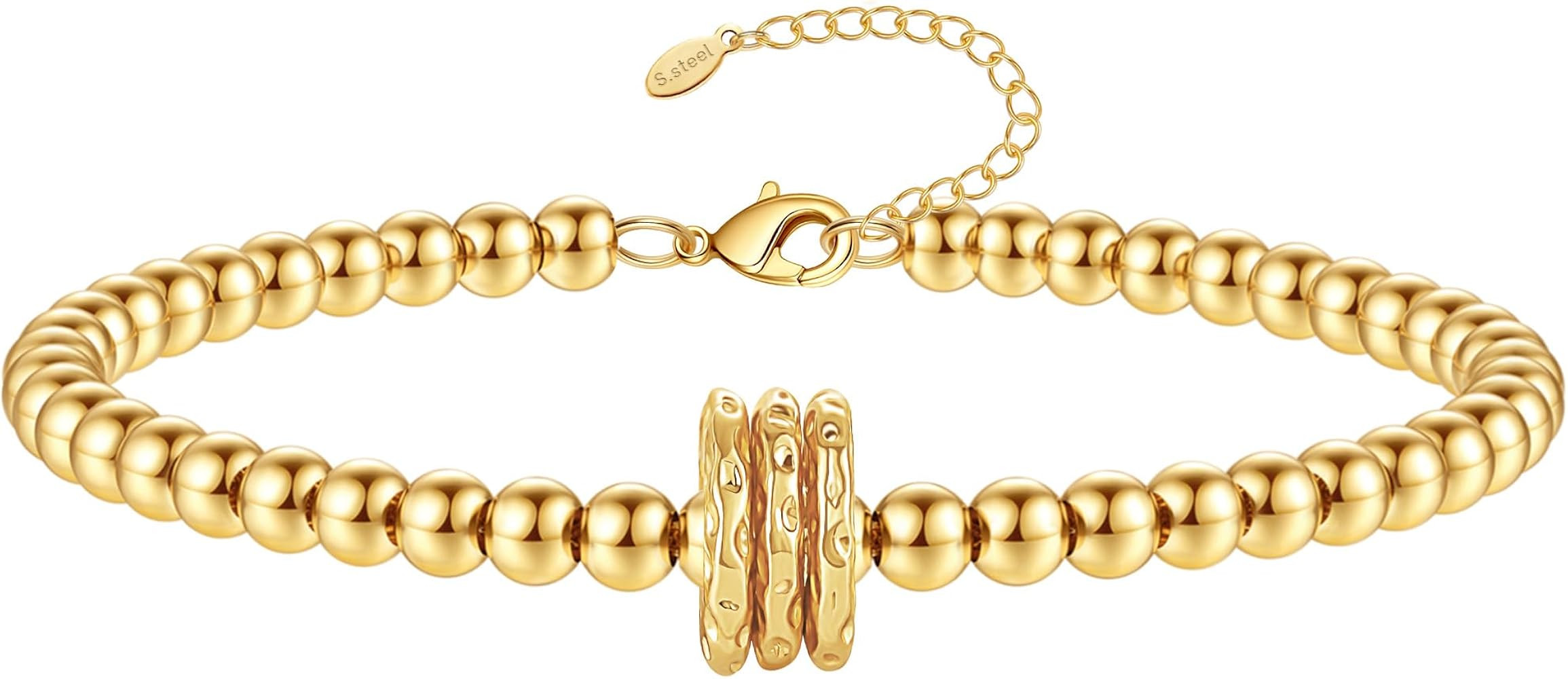 JSJOY Mothers Day Gifts, Bead Bracelet Birthday Gifts for Mother Women Gold Silver Anniversary Br... | Amazon (US)