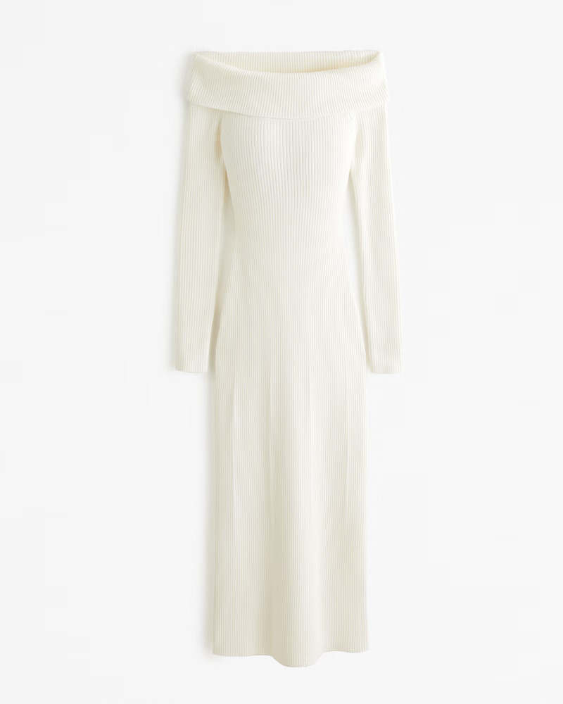Women's Off-The-Shoulder Midi Sweater Dress | Women's Dresses & Jumpsuits | Abercrombie.com | Abercrombie & Fitch (US)