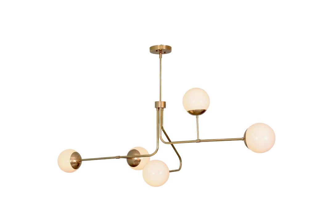 5 Light Twisted Globe Mid Century Brass Sputnik chandelier light Fixture | Etsy (US)