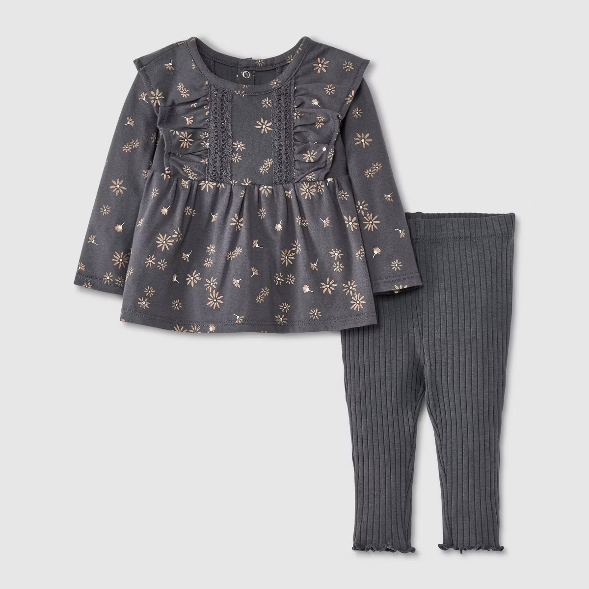 Grayson Mini Baby Girls' Ruffle Top & Leggings Set - Gray | Target