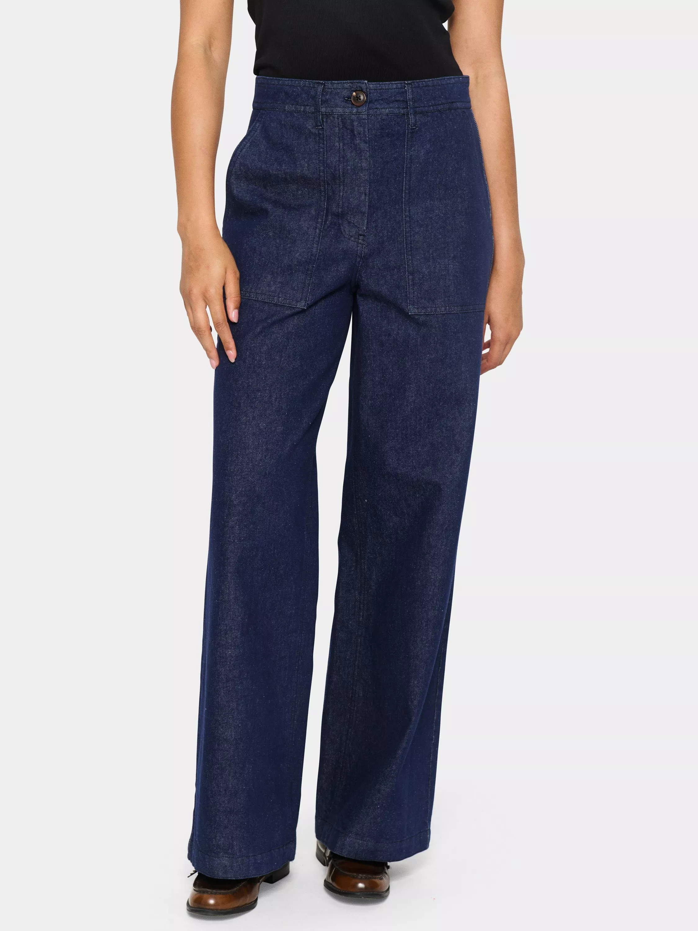 Saint Tropez Gwyneth Denim Trousers, Dark Blue | John Lewis (UK)