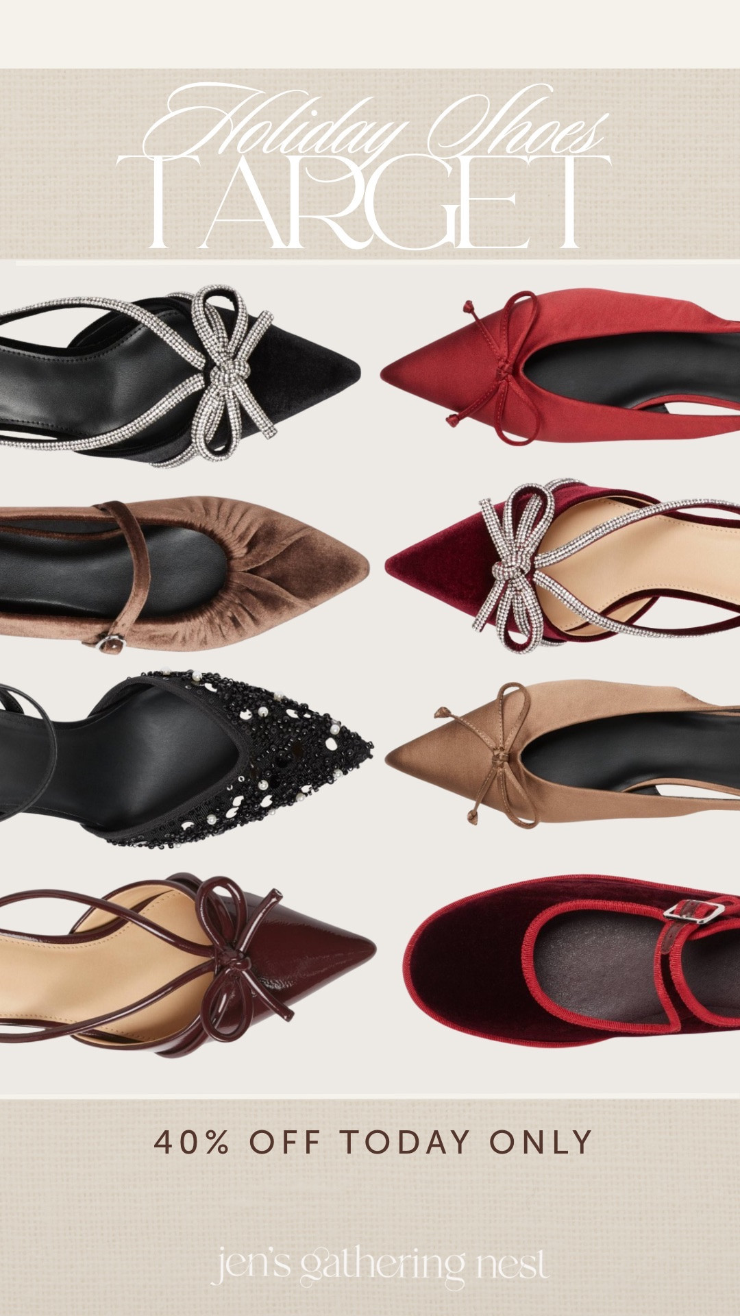 TARGET SHOES ARE 40% OFF TODAY ONLY 🎄✨ grab shoes for the fam for the holidays!

#holidayshoes #heels #target #targetfind #targetsale #targetstyle #christmasshoes

#LTKShoeCrush #LTKHoliday #LTKSaleAlert