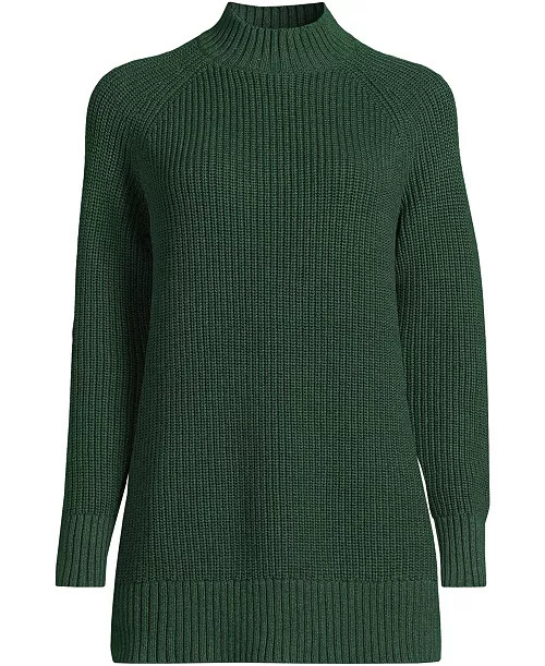 Lands' End Women's Drifter Shaker Easy Fit Mock Neck Sweater - Macy's | Macy's