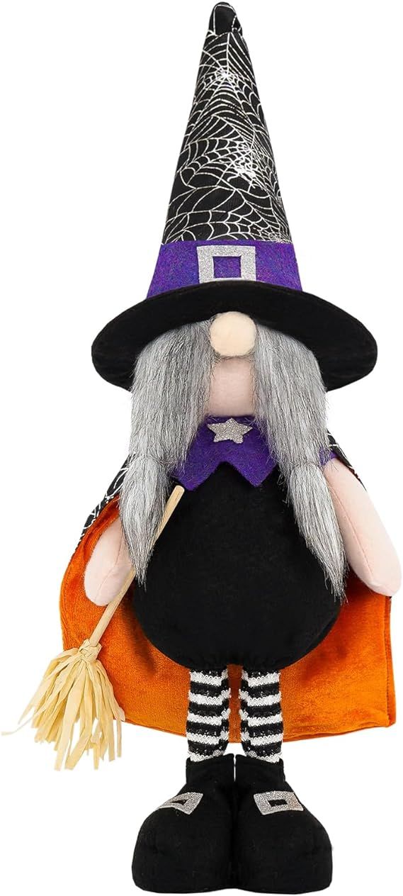 Large Halloween Gnome Witch Halloween Standing Plush Gnomes Decor Elf Swedish Tomte Dolls with Br... | Amazon (US)