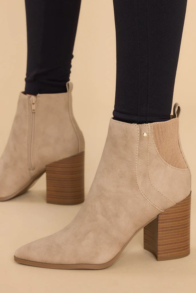 Step On Over Taupe Ankle Booties | Red Dress 
