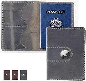 Leather Passport Holder with Airtag Slot - Genuine Leather Passport Holder Wallet Cover Case for ... | Amazon (US)